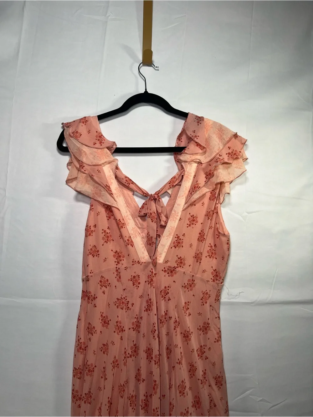 Free People Women’s Pink Floral Ruffle Handkerchief Hem Maxi Dress Size M